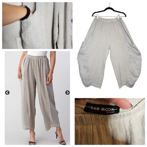 Raw Moda Straight Cotton Linen Pants With Pockets